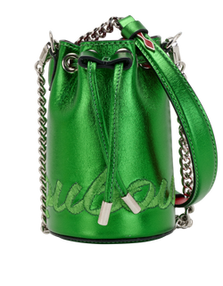 Marie Jane Mini Metallic Bucket Bag, Leather, Green, MII, B, DB, 2*